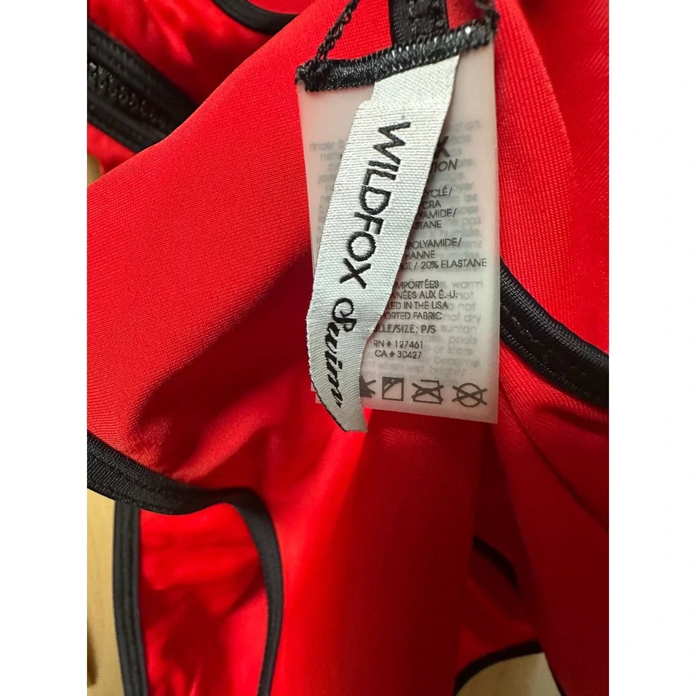 Wildfox This Bod's For You One Piece Swimsuit S Red Zip Side Graphic Rare‎